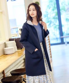 Tiaclasse 【洗える】異素材を組み合わせた花柄リブニットコンビワンピース