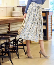 Tiaclasse 【洗える】異素材を組み合わせた花柄リブニットコンビワンピース