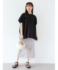 Green Parks インド綿 フレンチスリーブ前後差カットプルオーバー