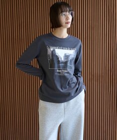 UNFILO コットンスムース グラフィック ロンＴ チャコール(街)