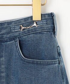 組曲 S ライトデニム ビット付きフレアスカート