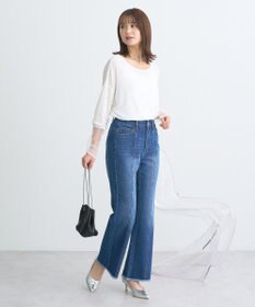 earth music&ecology フロントシームセミフレアデニムパンツ