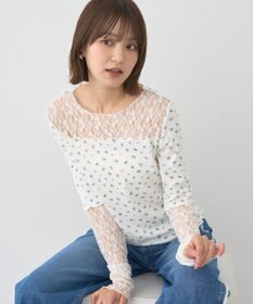 earth music&ecology レース×アイレットプルオ－バー