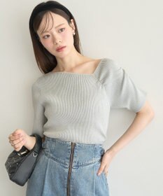 earth music&ecology アシメネックリブニットプルオーバー