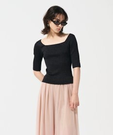 GRACE CONTINENTAL ラメリブニットトップ