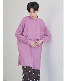 AMERICAN HOLIC バンドカラーフリルシャツチュニック