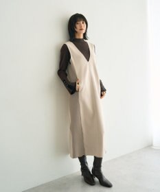 YECCA VECCA ニット切替フェイクスエードジャンスカ