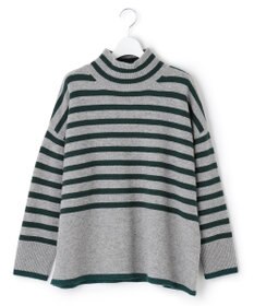 23区 【CLASSY.1月号掲載】ウールナイロン ボーダー ハイネック ニット