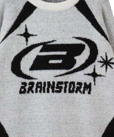 WEGO 配色スポーツグラフィックフラッフィーニットプルオーバー