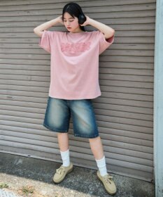 WEGO 【ユニセックス着用ITEM】スノーウォッシュダメージアップリケT（SS）