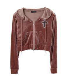 WEGO 【SETUP対応ITEM】ラインストーンベロアWZIPパーカー