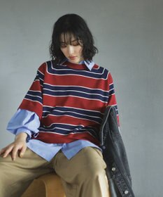 Green Parks トレーナー風ニットプルオーバー