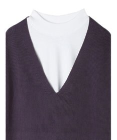 CRAFT STANDARD BOUTIQUE 【2点セット】洗える 60/2 14G片畦Vネックベスト+ロンTEE SET