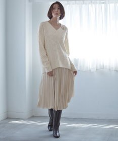 自由区 アランパターン Vネックニット