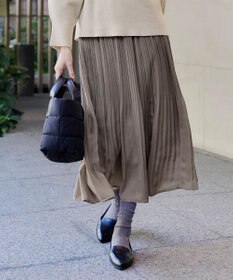 Tiaclasse 【安田美沙子さん着用・洗える】ヴィンテージサテンプリーツスカート