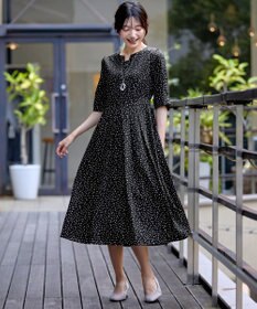 Tiaclasse L 【洗える】変形ドット柄ワンピース