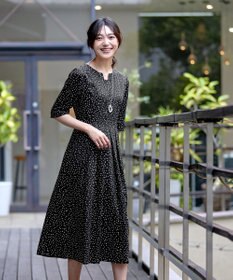 Tiaclasse L 【洗える】変形ドット柄ワンピース