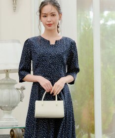 Tiaclasse L 【洗える】変形ドット柄ワンピース