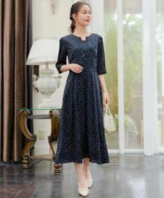 Tiaclasse L 【洗える】変形ドット柄ワンピース