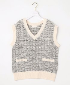 ANY SIS 【洗える】ツイードニット ベスト