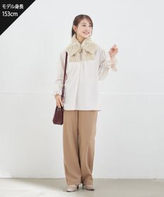 Tiaclasse L 【日本製・洗える】ジョーゼットニットワイドパンツ