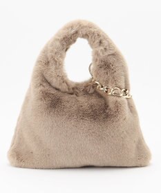 自由区 フェイクファーワンハンドル バッグ