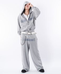 WEGO 【ウエストゴム/ユニセックス着用ITEM】ブリーチハトメスウェットパンツ