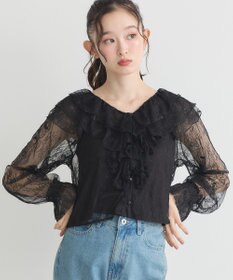 earth music&ecology ＳＥＴ２点ラッフルレースブラウス＋キャミソール