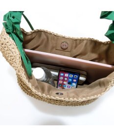 UNBILLION カシュカシュ cachecache / ドロストフリルハンドル地柄編みトート カゴバッグ