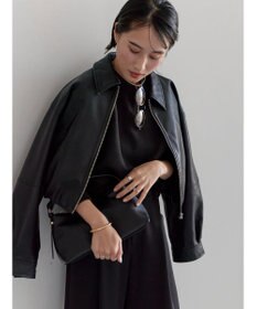 Te chichi フェイクレザークロップドブルゾン