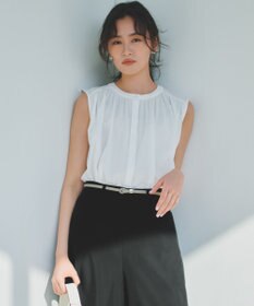 組曲 【WEB限定】トリコットジャージー ギャザー カットソー ホワイト系