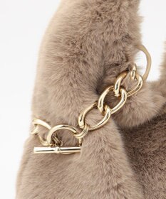 自由区 フェイクファーワンハンドル バッグ