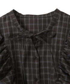 earth music&ecology フリルチェックブラウス