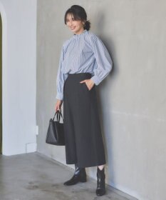 ANY L 【洗濯機可能/ウエストゴム】ライトツイード ワイドパンツ