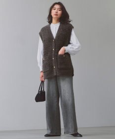 UNFILO 【UNFILO DENIM/新色追加】撥水ストレッチ ルーズワイドデニム アッシュグレー