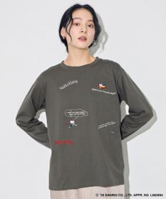 ANY 【ハローキティ×ANY】ロゴTシャツ チャコール刺繍