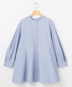 組曲 【前後着用可】コンパクトシャーティング チュニックブラウス ブルー系1