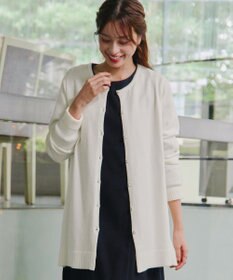 Tiaclasse 【洗える】ラウンドネックミドル丈ニットカーディガン