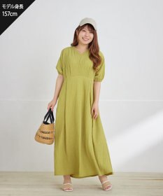 Tiaclasse 【新色追加・洗える】ワッフルVネックワンピース