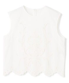 BEIGE， 【洗える】GALLERIA / コットンエンブロイダリーノースリーブブラウス