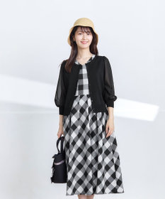 Tiaclasse 【袖が選べる・洗える】大柄ギンガムチェックワンピース