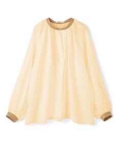 BEIGE， PAULINE / リネンヴィスコースフェイクレザー配色ブラウス