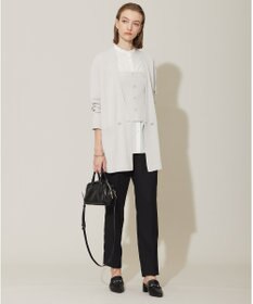 ICB L 【洗える】クリーンブロード バンドカラーブラウス