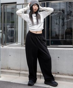 WEGO 【ウエストゴム】スウェットワイドパンツ