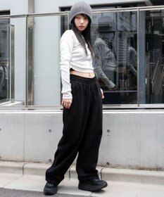 WEGO 【ウエストゴム】スウェットワイドパンツ