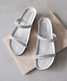 INTER-CHAUSSURES 【ITALIAN SHOEMAKERS】ダブルラインストーンクッションインソールサンダル