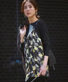 23区 L カラーリリープリント キャミソールブラウス ブラック系