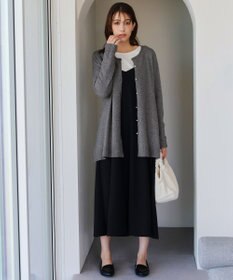 Tiaclasse 【洗える】ラウンドネックミドル丈ニットカーディガン