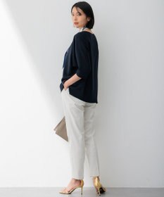 23区 【セットアップ対応/洗える】コットンリネン オックスストレッチ テーパード パンツ