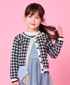 ANY KIDS ギンガム総柄ニット カーディガン